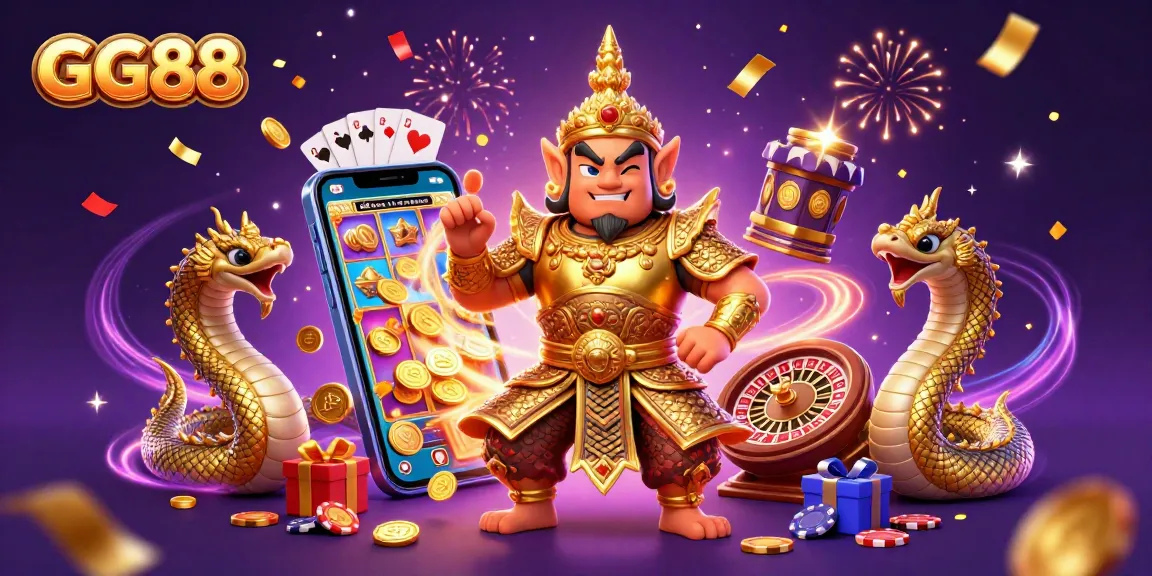Win big at GG88 with vibrant casino action featuring 3D guardian and game elements.
