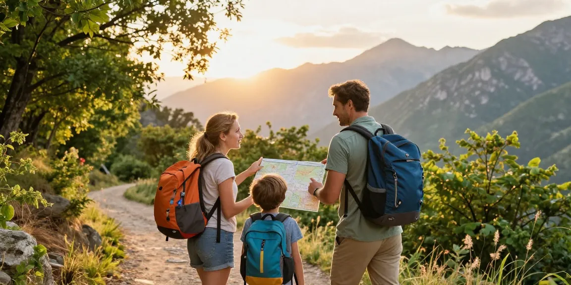 Engaged family discussing their route on a scenic mountain hike, showcasing the mantra88 login adventure spirit.