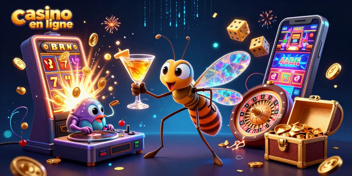 Gagnez avec le casino en ligne grâce à une illustration dynamique et festive.