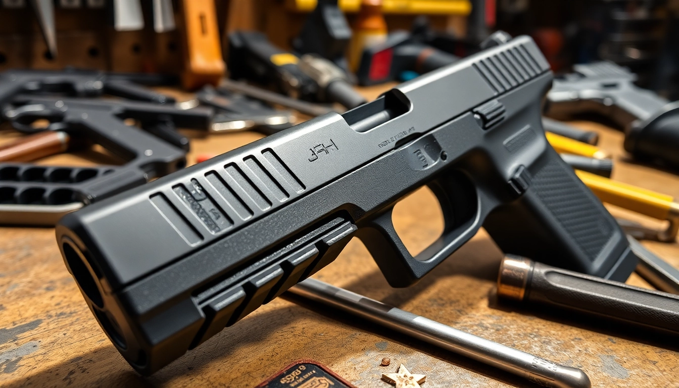 Showcase of glock 48 mos slide complete emphasizing its craftsmanship and features.