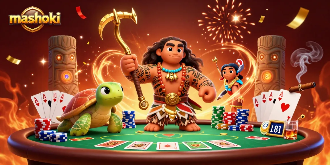 Experience the mashoki dynamic scene with characters enjoying a lively poker game.