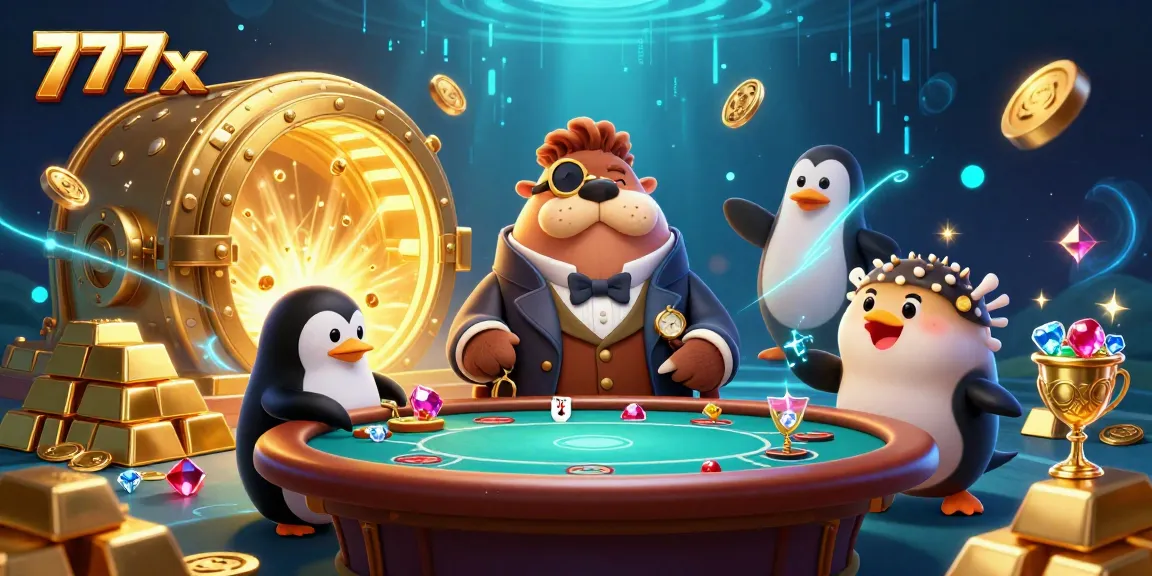 Play poker at 777x with a jolly walrus and sophisticated characters in a treasure-filled underwater casino.