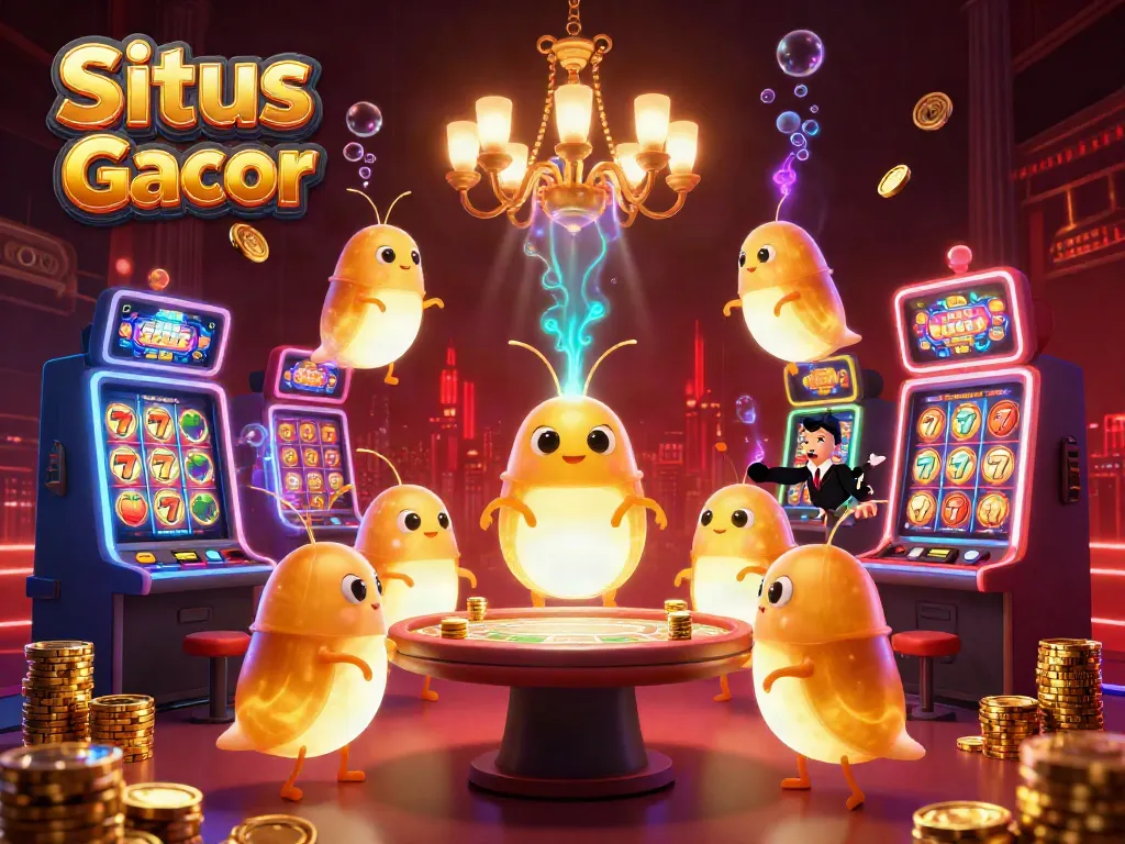 Situs Slot Gacor, meriahkan suasana dengan lampu cantik di area permainan slot yang penuh simbol keberuntungan.