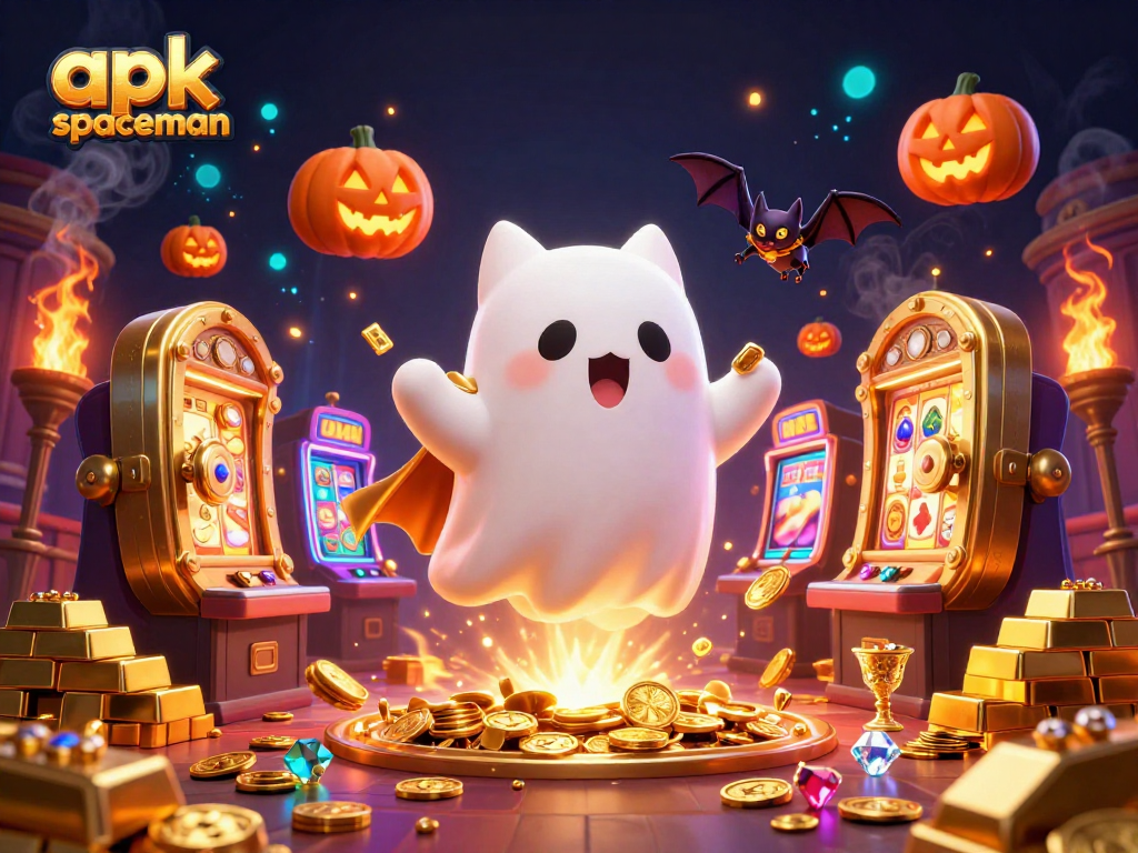 Play apk spaceman with a friendly ghost cat and treasures in a magical casino environment.