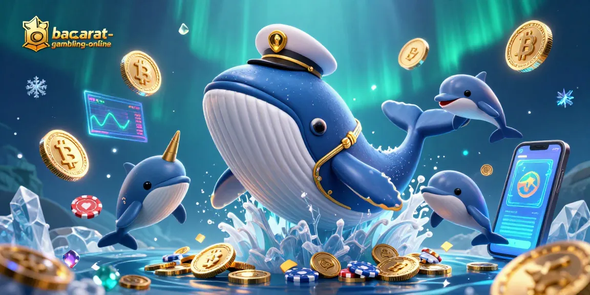 Engage with baccarat-gambling-online by diving into an exciting 3D depiction of whales and dolphins amidst a sea of coins.