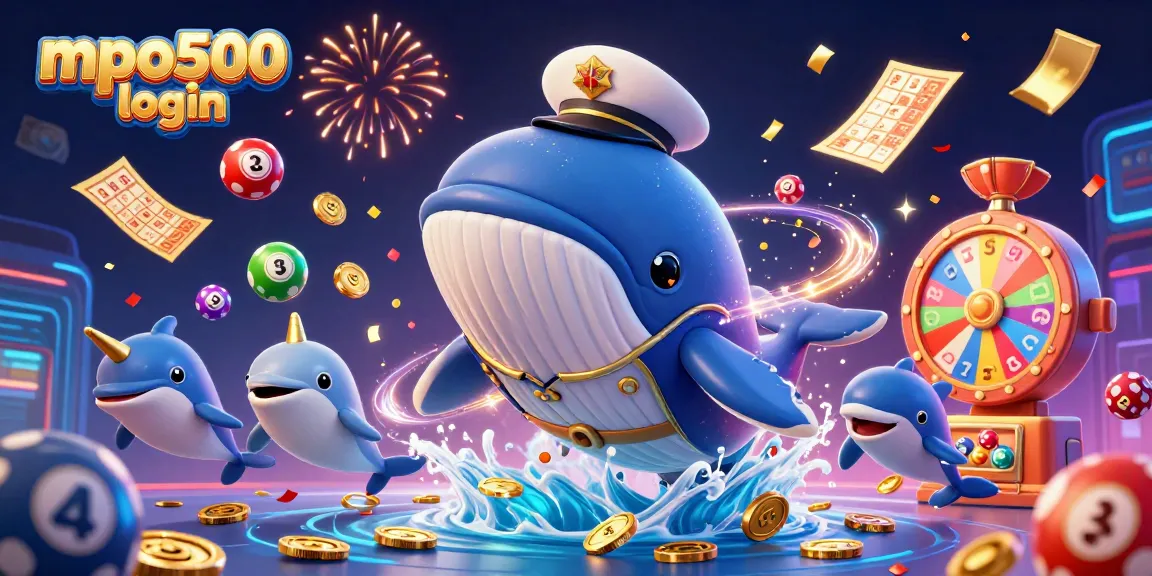 Join the excitement at mpo500 login where a whale captain meets a golden-horned narwhal in a vibrant casino scene.