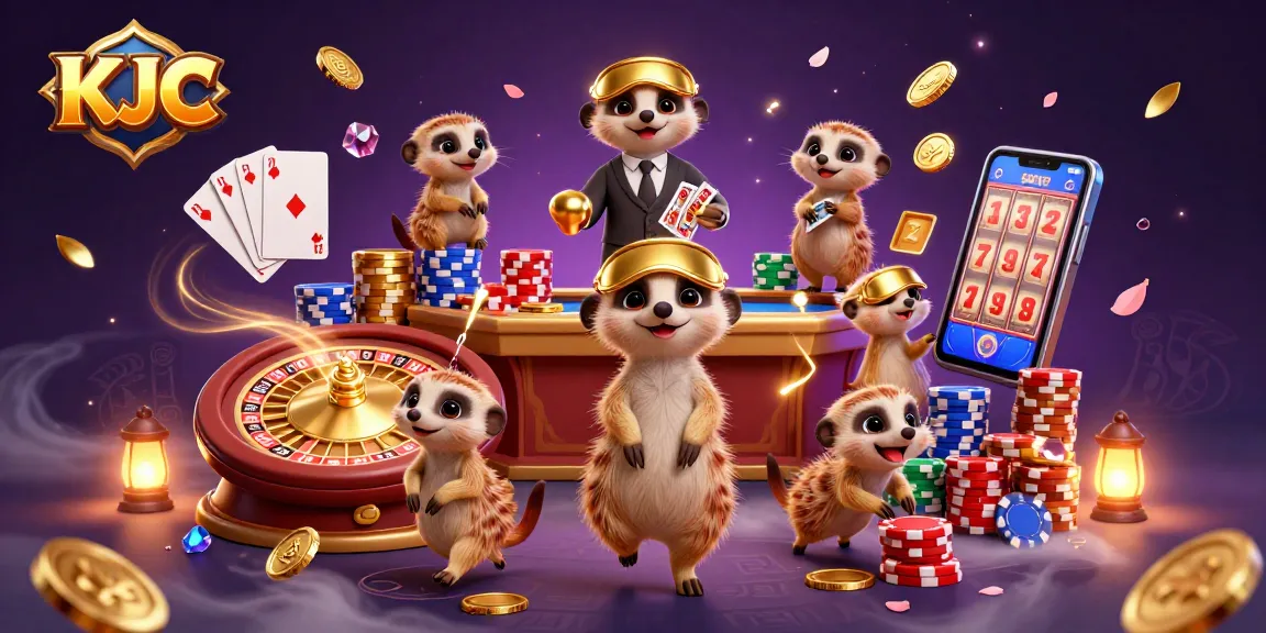 KJC meerkat casino team showcasing dynamic gameplay with colorful chips and cards