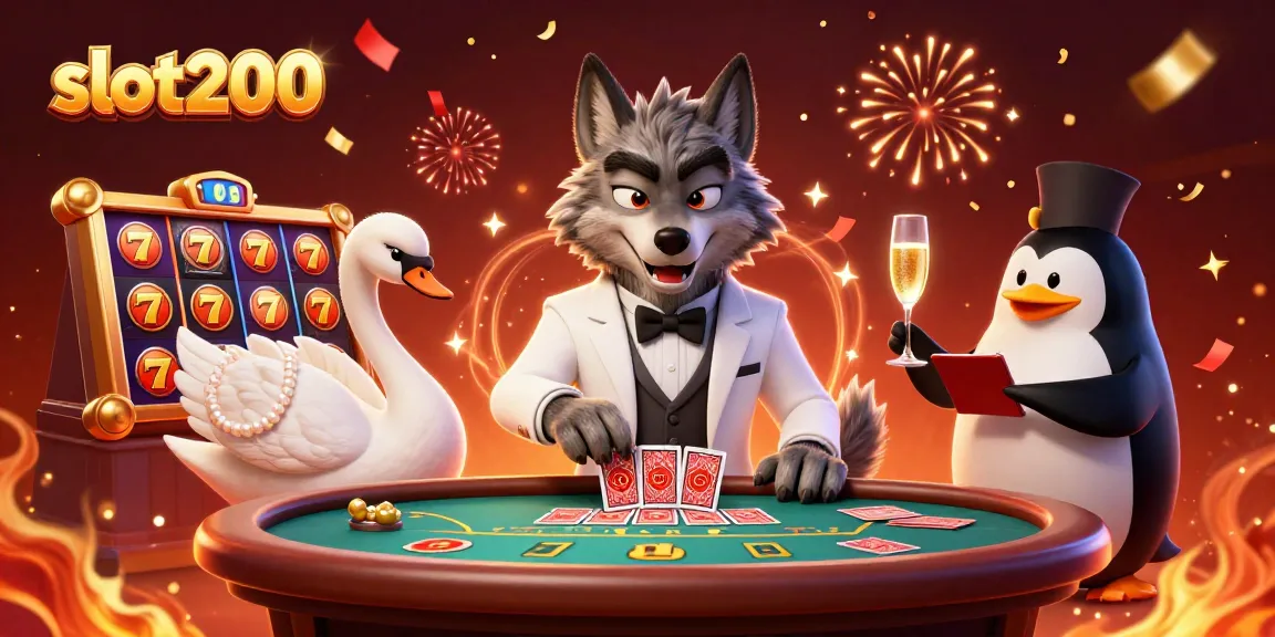 Play exciting games at slot200 with high RTP slots, vibrant characters, and casino elements.
