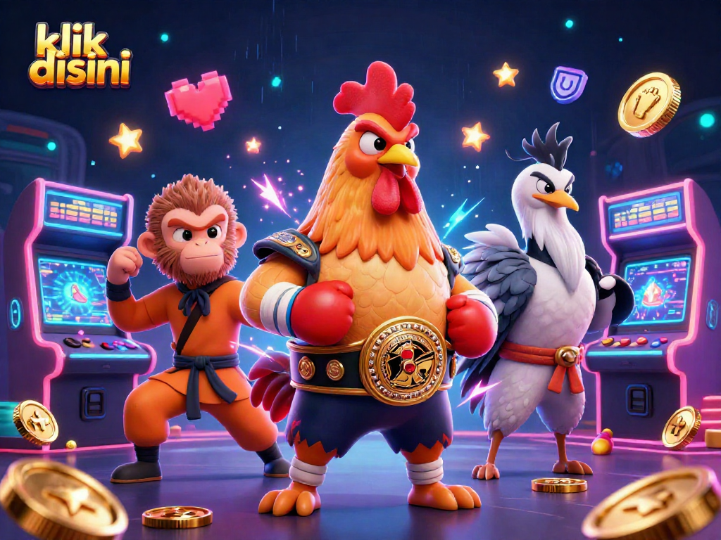 Engage with vibrant games and experience klik disini with colorful arcade elements in a dynamic scene.