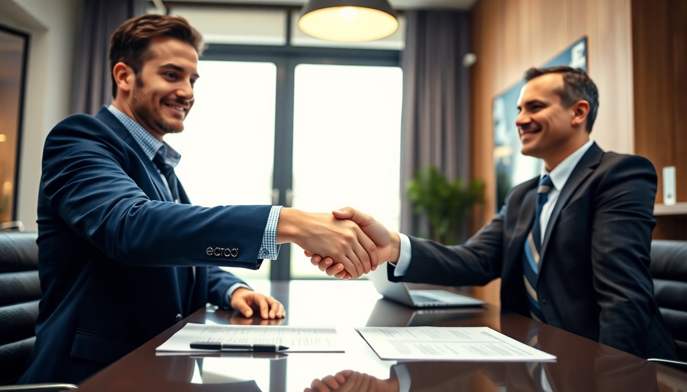 Engage in trustworthy transactions with professional escrow services in a modern office.