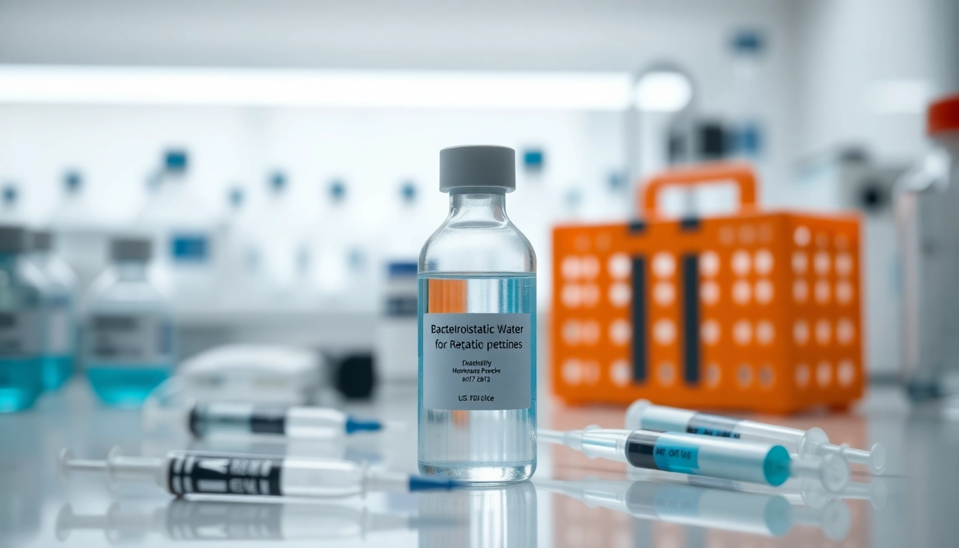 Prepare bacteriostatic water for peptides in a sterile lab environment with vials and syringes.