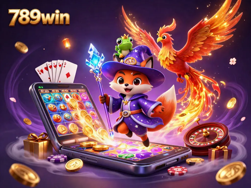 Experience thrilling moments with 789win in this enchanting gaming scene featuring magical characters and vibrant casino elements.