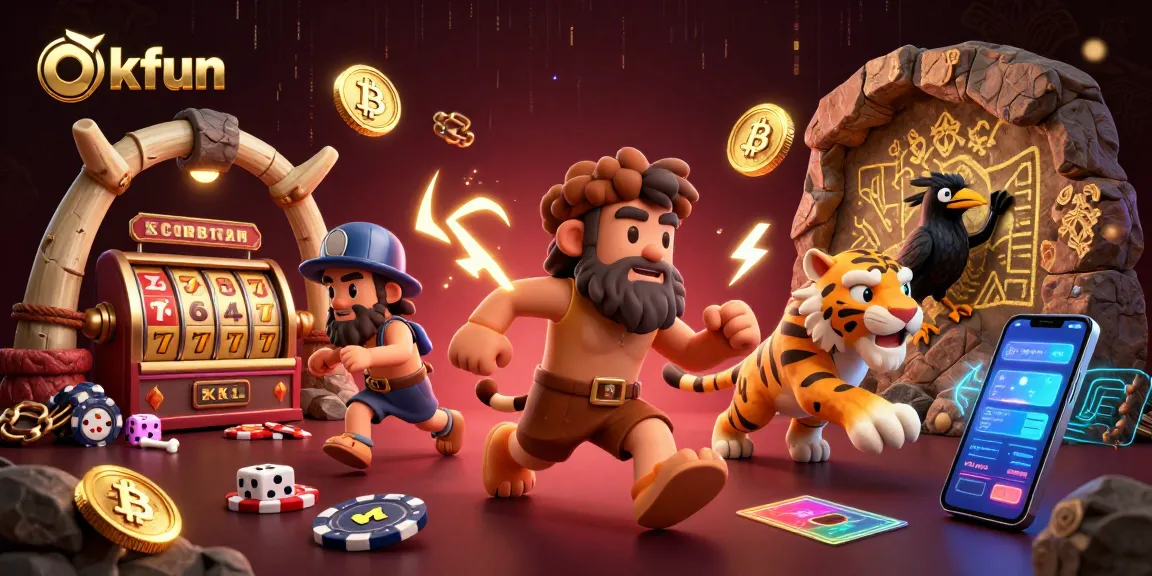Win big at Okfun's prehistoric casino with cartoon characters and exciting slot elements.