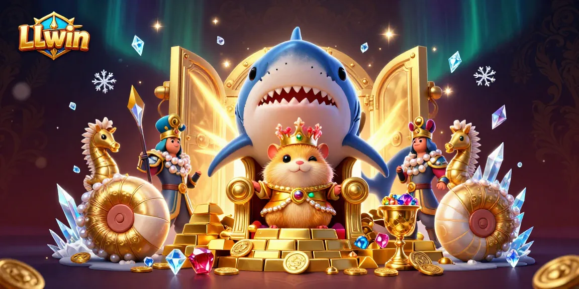 Engage with LLwin's exciting offerings featuring a dynamic scene of a hamster king and treasures.