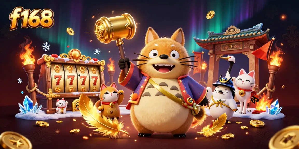 Engage in thrilling gameplay at f168 with lively characters celebrating in a vibrant casino atmosphere.