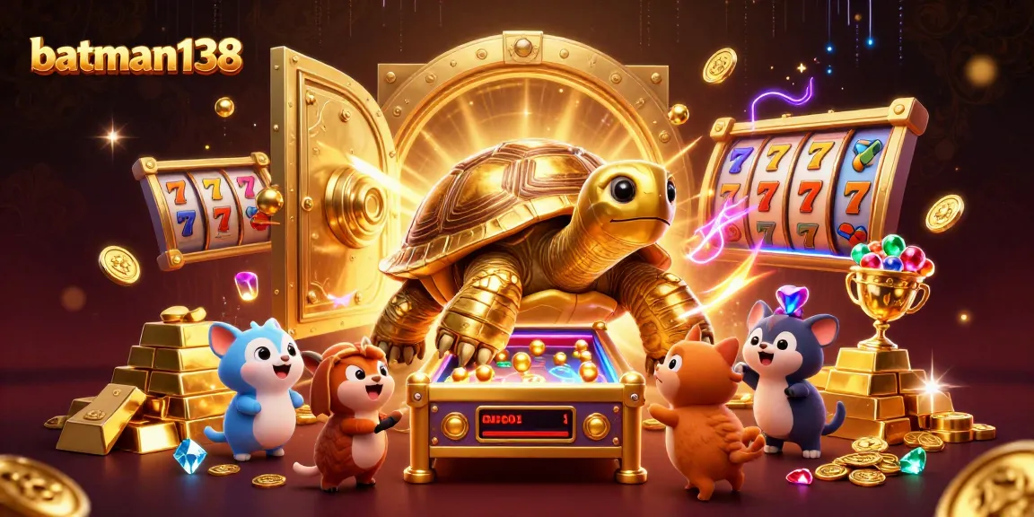 Experience the excitement of gaming at batman138, where a golden tortoise pinball machine awaits players.