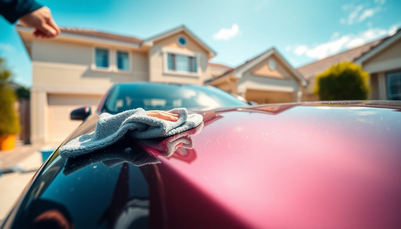 Engaging simple car detailing routine for beginners as an individual washes a car.