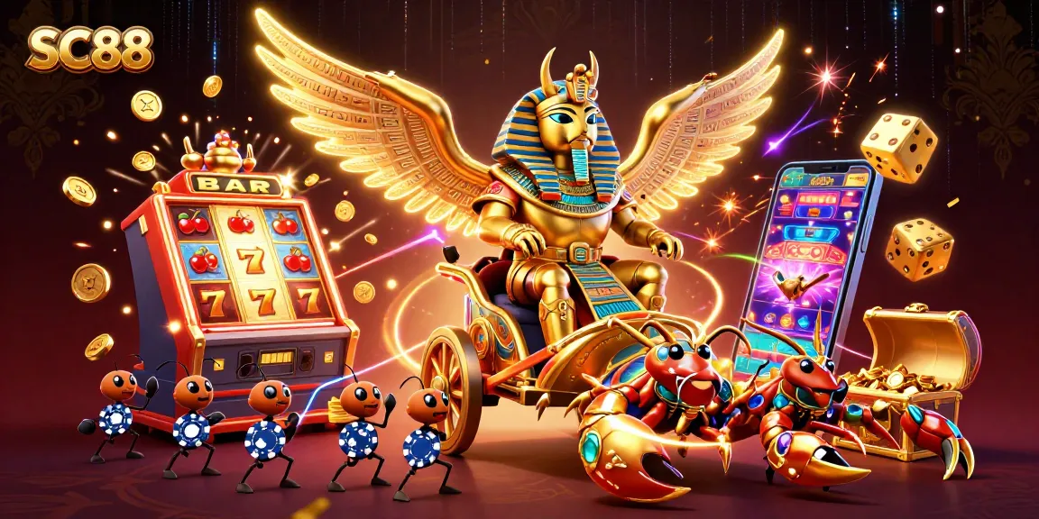 Experience thrilling casino excitement with SC88's vibrant 3D illustration of jackpot action and casino elements.