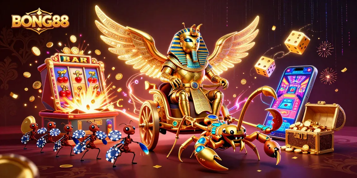 Win big at BONG88 with a vibrant 3D casino scene featuring exciting game elements.