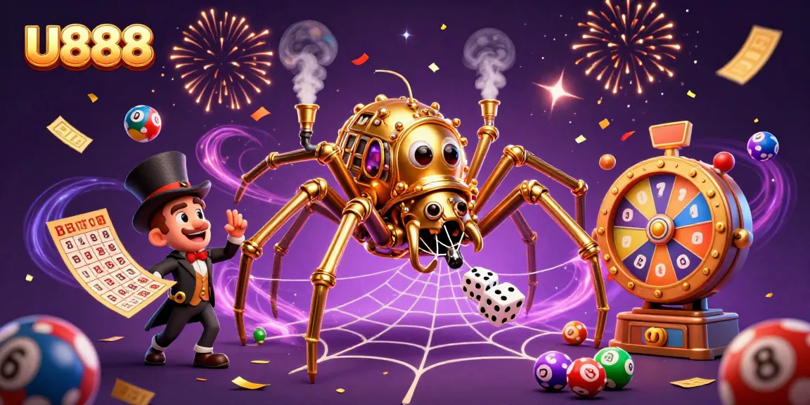 Experience thrilling gameplay at U888 with a vibrant steampunk scene filled with lucky lottery elements.