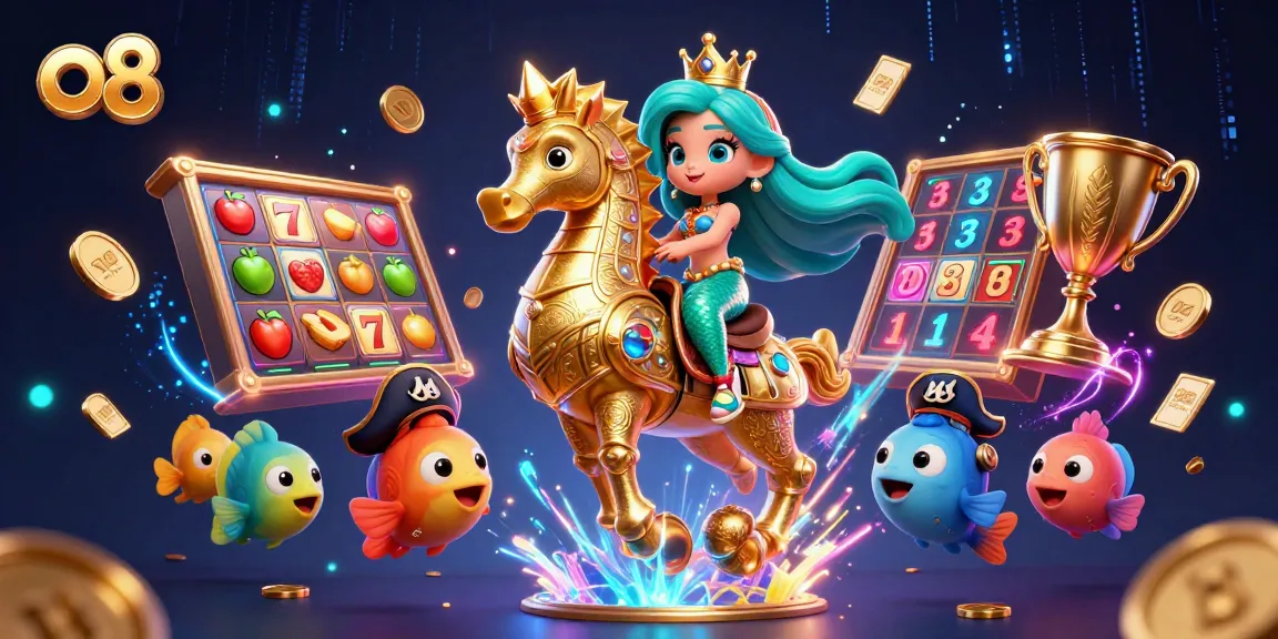 Engage with the vibrant world of o8, exploring slots and jackpots with cartoon characters in an exciting dynamic scene.