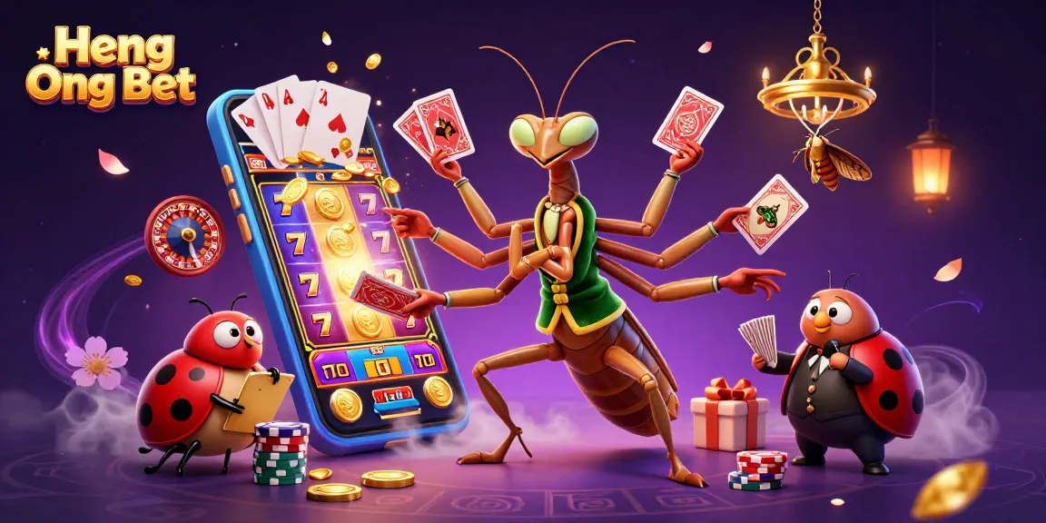 Engage with Heng Ong Bet featuring a vibrant 3D casino scene bustling with action and excitement.