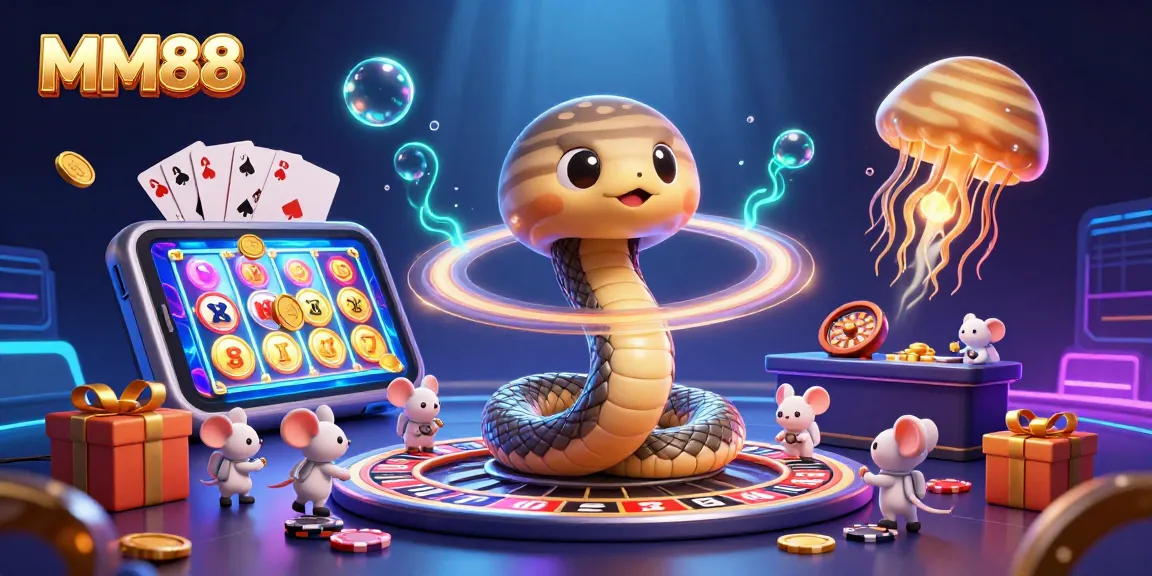 Experience the thrill of MM88 with astronaut mice betting on a cosmic roulette wheel in a vibrant casino atmosphere.