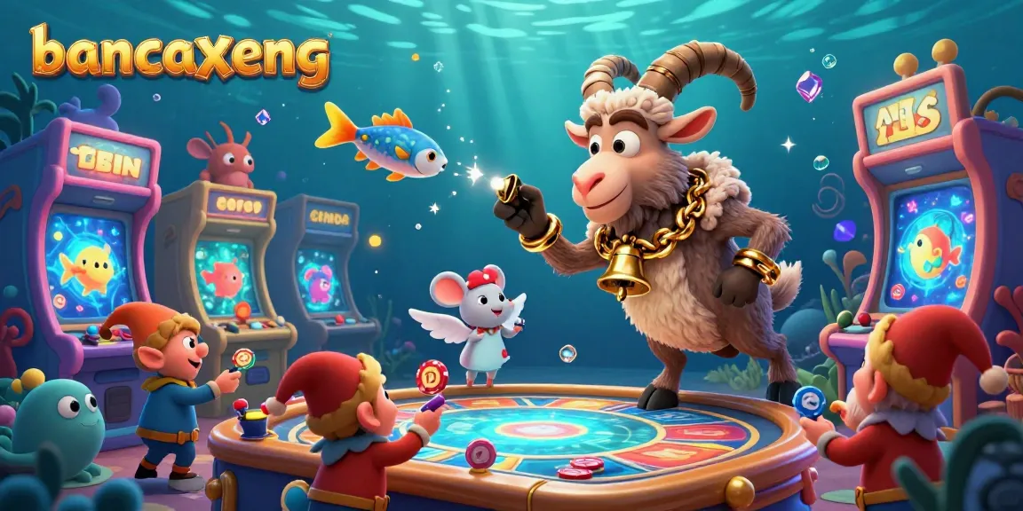 bancaxeng players enjoy vibrant fish shooting games in a festive underwater casino scene.