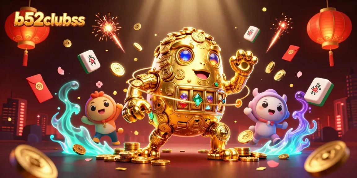 Experience exciting gameplay with b52clubss showcasing a golden golem amidst vibrant casino elements.