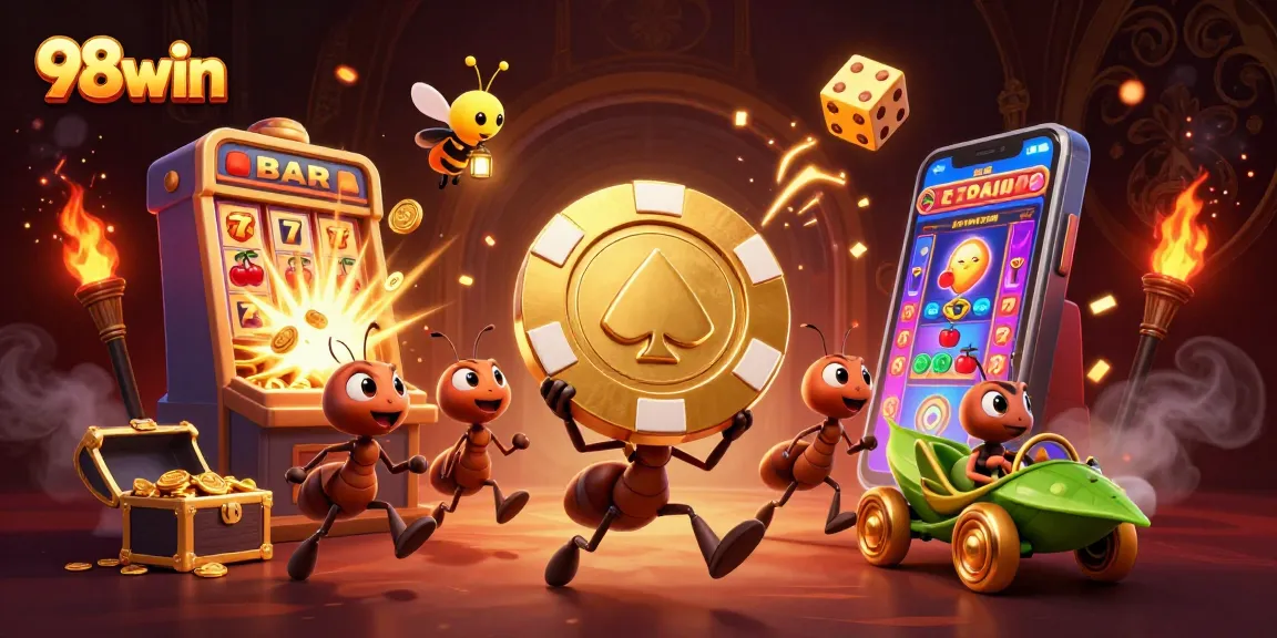 Engage with 98win's thrilling gaming adventure featuring clever ants in a heist full of golden treasures.