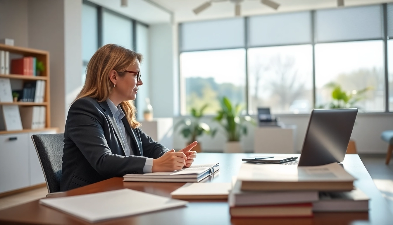 Career coaching session highlighting a professional engaging closely with a client.
