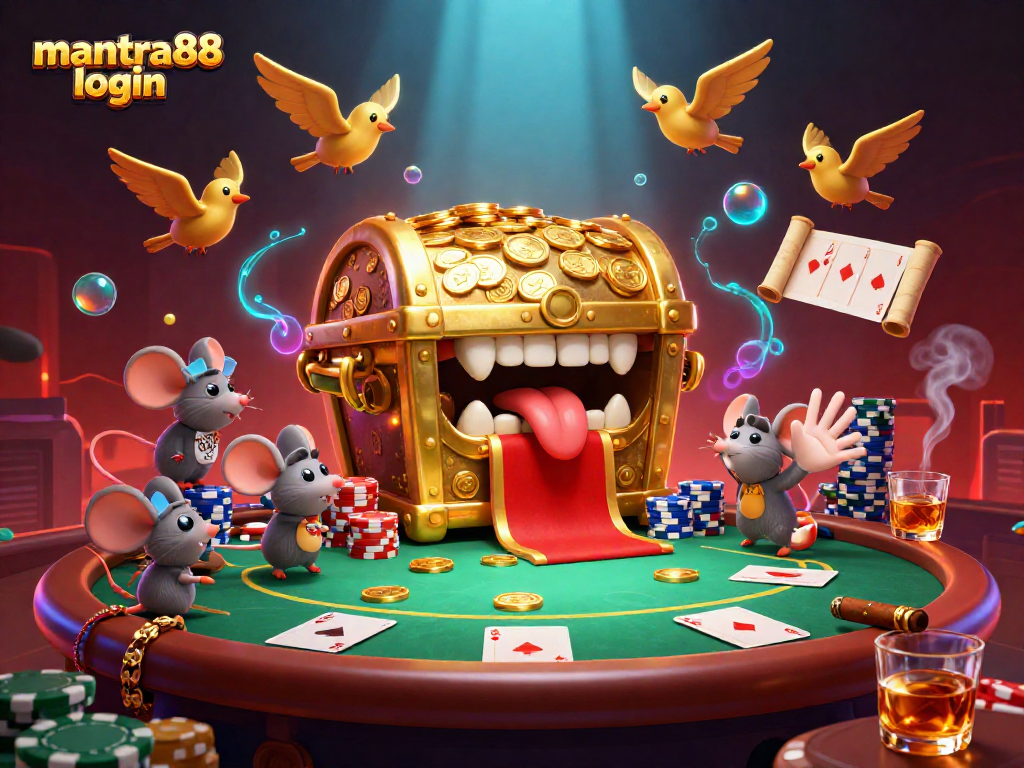 Experience thrilling gameplay with mantra88 login as dynamic casino elements fill the scene.