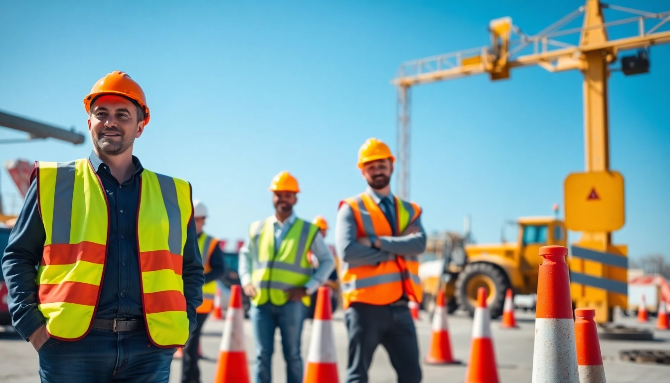 Showcasing work zone safety colorado contractors implementing safety measures in a vibrant construction site.