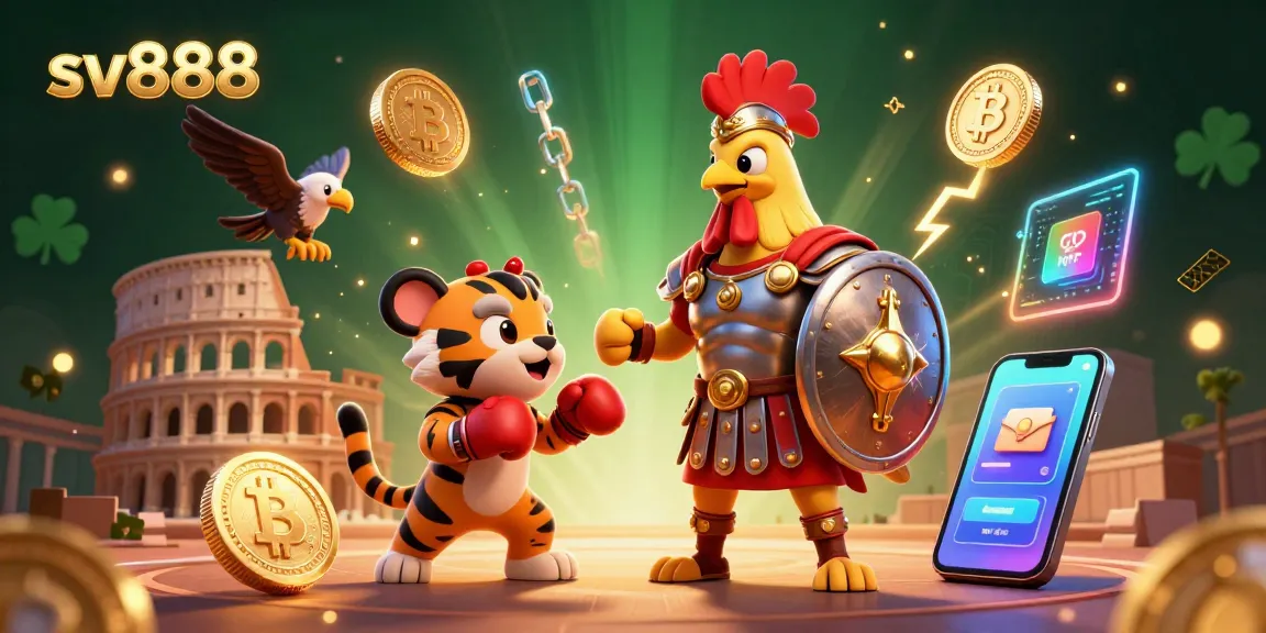 Engage in thrilling bets at sv888 with an action-packed scene featuring a rooster in armor, showcasing competitive spirit.