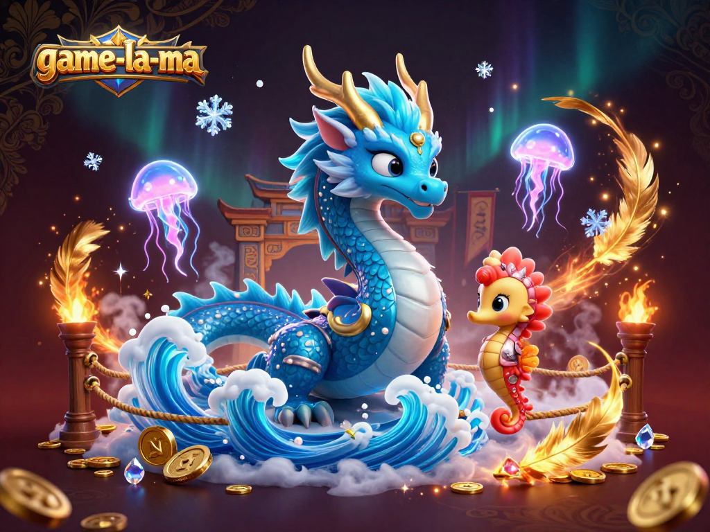 Engage in thrilling action with game-la-ma's vibrant 3D casino scene featuring a dragon and knight.