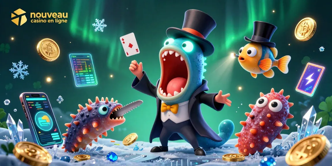 Une illustration de nouveau casino en ligne mettant en scène un poisson-lanterne et une anguille dans un spectacle de magie aquatique.