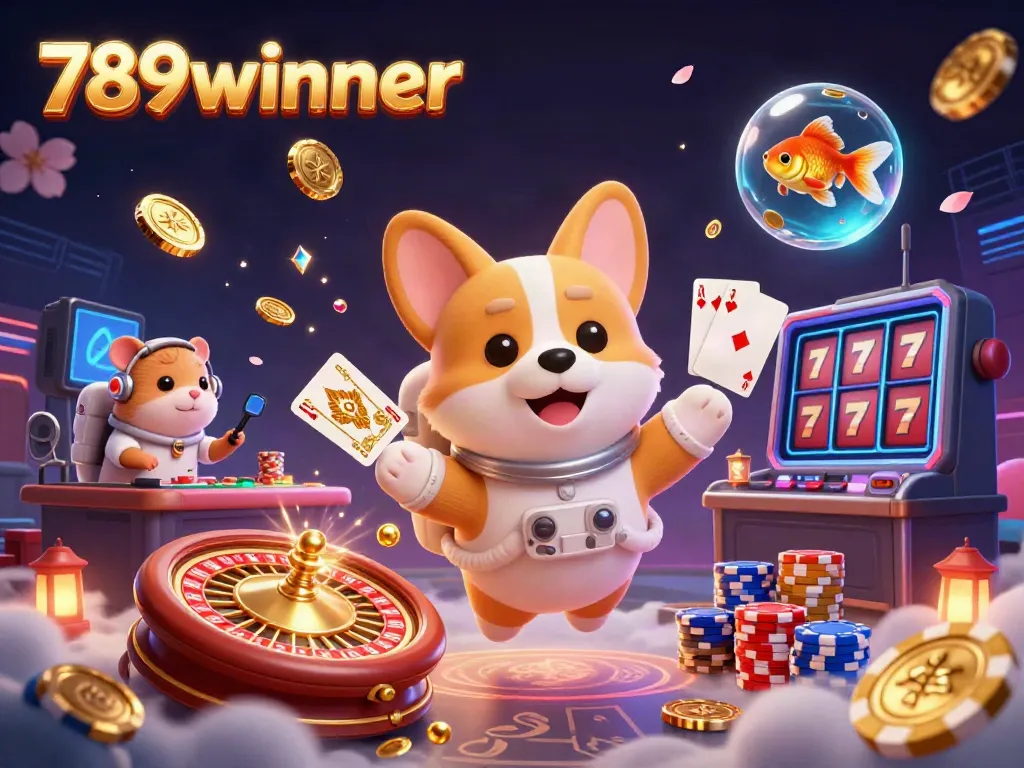 Engage with 789winner in a cosmic casino featuring floating coins, poker chips, and more