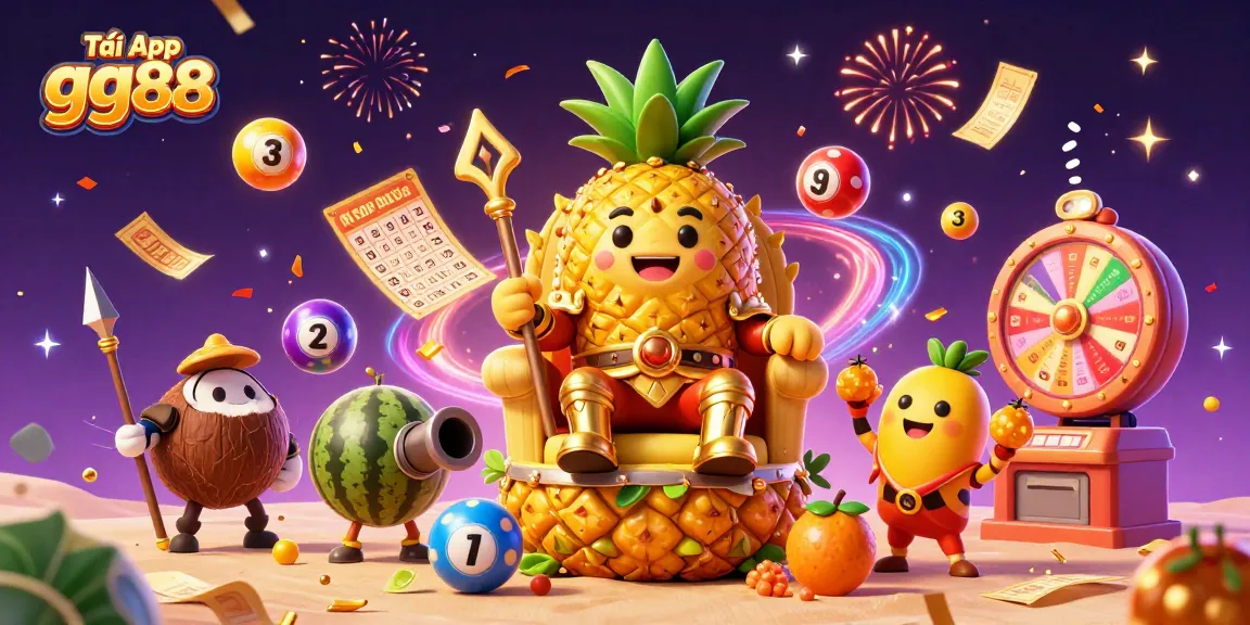 Tải App gg88 to enjoy exciting lottery games with vibrant colorful elements and playful characters.