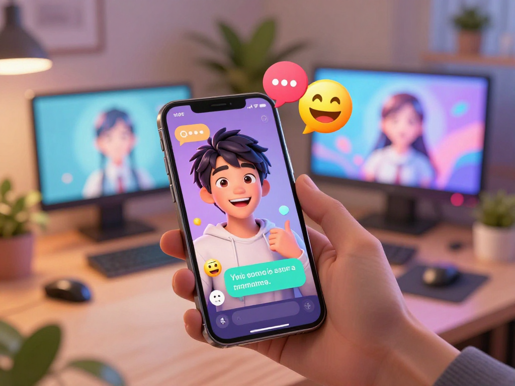 Engaging ai hentai chat experience with vibrant digital characters and chat bubbles.