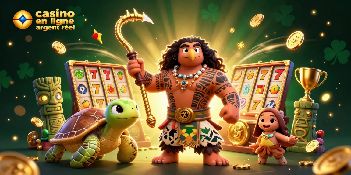 Gagnez aux jeux sur casino en ligne argent réel avec cette scène captivante d'une illustration 3D colorée.