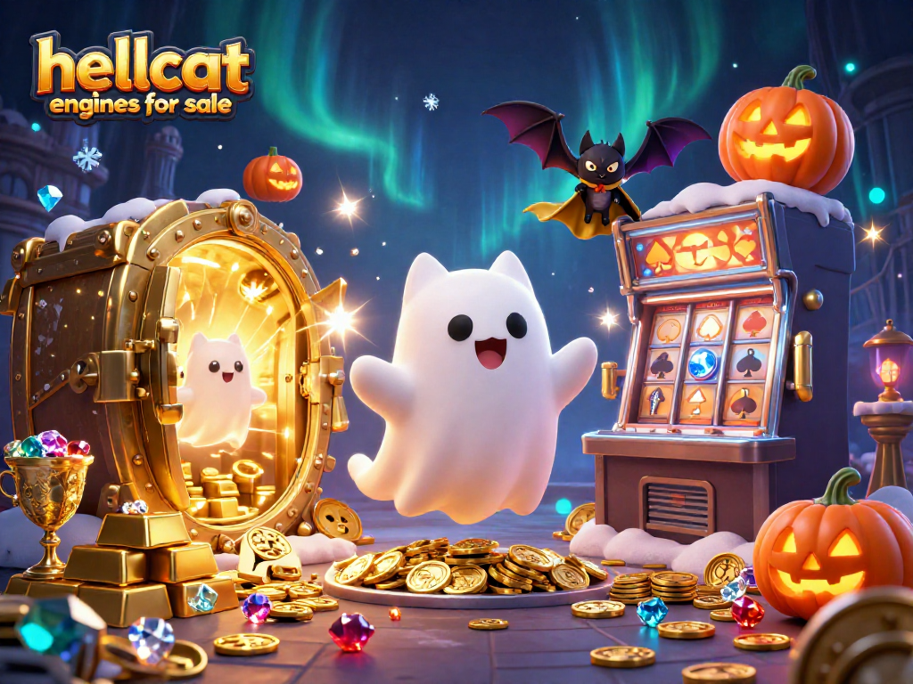 Experience thrilling gameplay with hellcat engines for sale amidst golden treasures in a haunted casino!