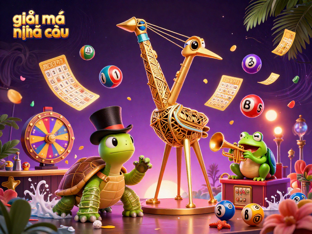 Engage with giải mã nhà cái through vibrant characters and colorful lottery elements at a speakeasy scene.