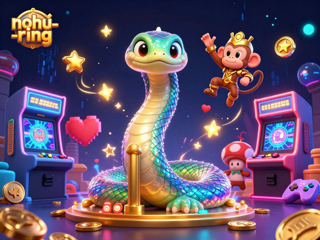 Nohub-ring players watch the rainbow serpent while winning big on slot machines and experiencing excitement in the game.