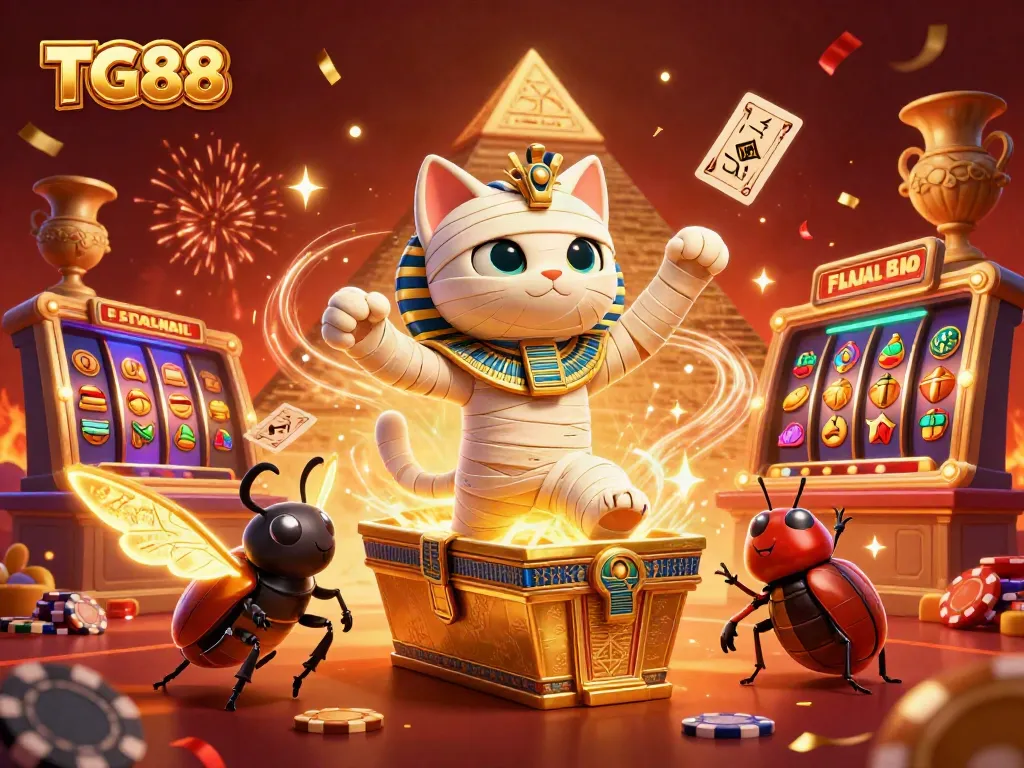 Experience the thrill of winning with TG88 in a vibrant casino scene bursting with exciting elements.