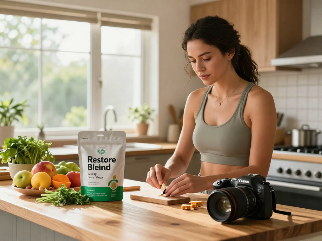Discover NAD+ benefits with buccal strips in a bright kitchen.