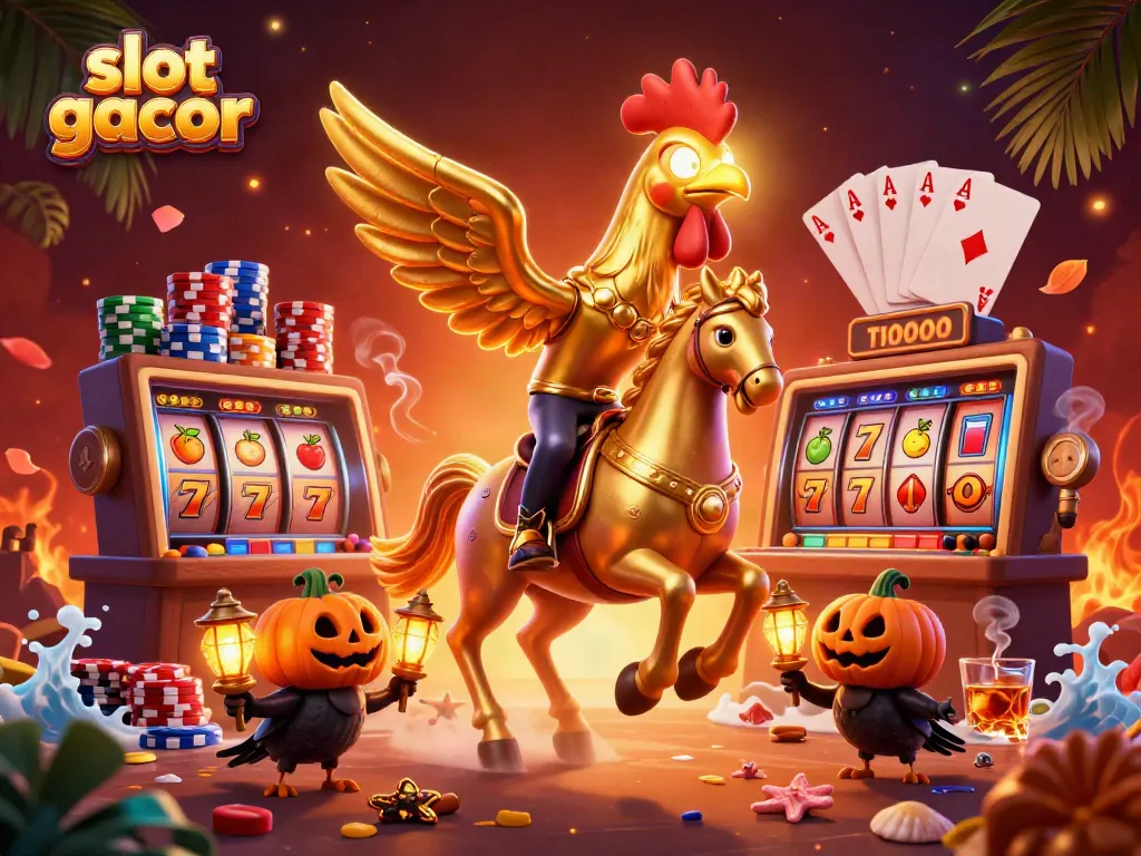 Putaran slot gacor yang menarik dengan simbol buah dan jackpot di kasino malam.