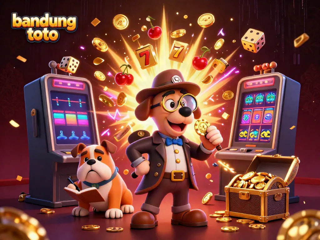 Experience thrilling gaming action with bandung toto as a detective searches for treasures in a vibrant casino scene.