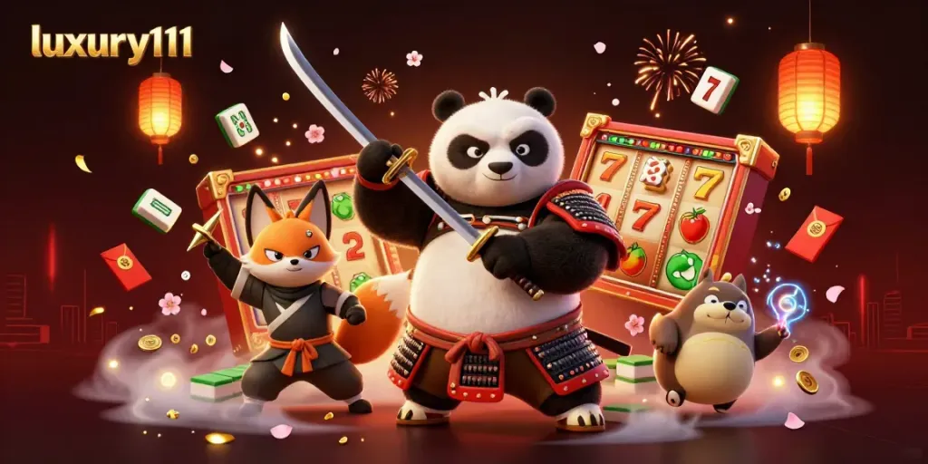 Engage with luxury111's vibrant slot experience featuring characters and dynamic game elements.