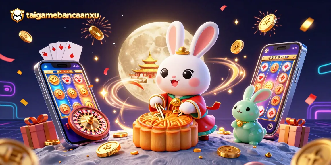 Experience taigamebancaanxu with vibrant slot games, poker chips, and moon festival themes.