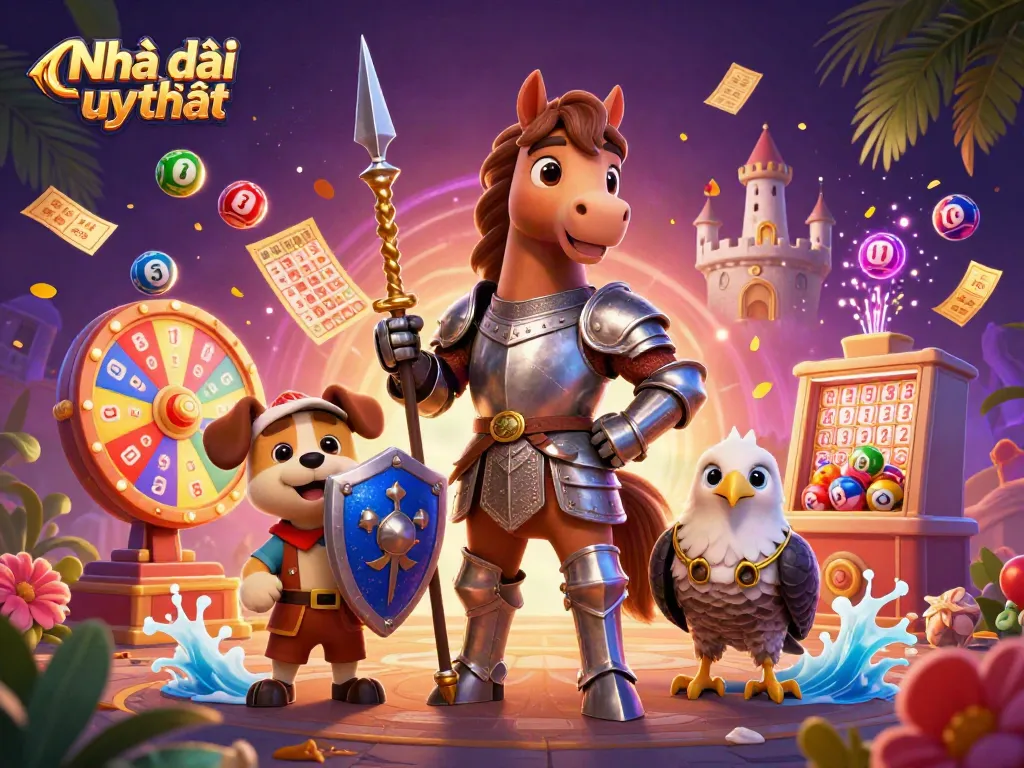 Engage with Nhà cái uy tín in an exciting 3D scene showcasing a colorful casino experience.